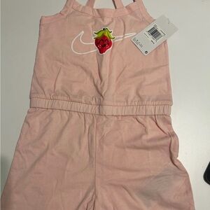 Nike Pink Strawberry Logo Girls Romper Sleeveless Cotton Knit